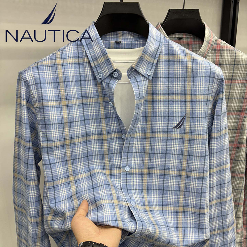 Nautica/Notica 26 Spring New Plaid Long-Sleeve Shirt Men's Fashion Casual Versatile Pure Cotton Shirt