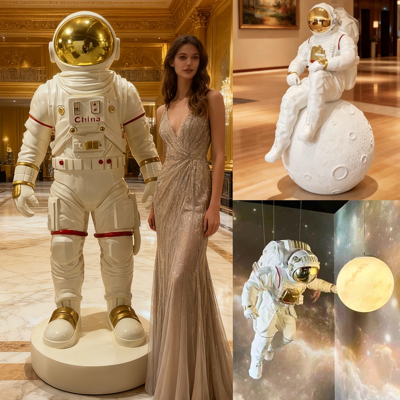 Astronaut Large Sculpture Glowing Moon Astronaut Fiberglass Statue Mall Exhibition Hall Shop Bar Floor Decoration
