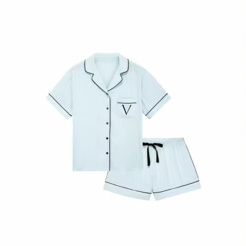 Celebrity-Inspired Comfortable Silky Short-Sleeve Shorts Jacquard Style Loungewear Victorian Pajama Set Celebrity-Inspired Comfortable Silky Short-Sleeve Shorts Jacquard Style Loungewear Victorian Pajama Set