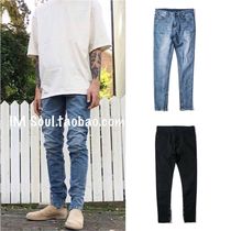 Like FOG High Street vintage made old blue pure Black inner zipper slim-fit small-legged jeans GD with Wu Yifan