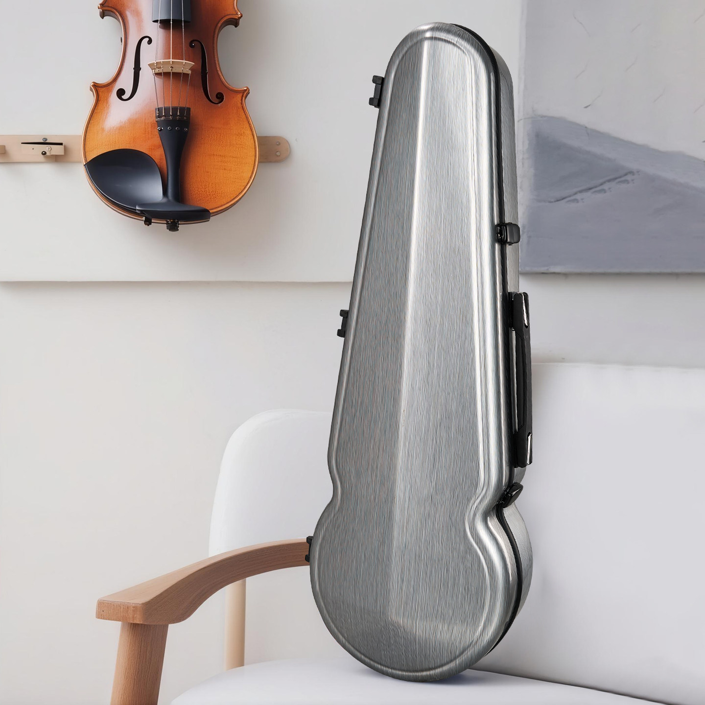 クリステン超軽量ビオラケース、調節可能な15～17インチビオラケース、耐摩耗性、耐圧性、防水性、湿度計付き