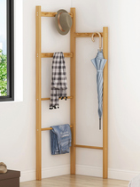Bedroom corner rack household floor-standing corner coat rack solid wood rack hanging bag clothes storage living room corner
