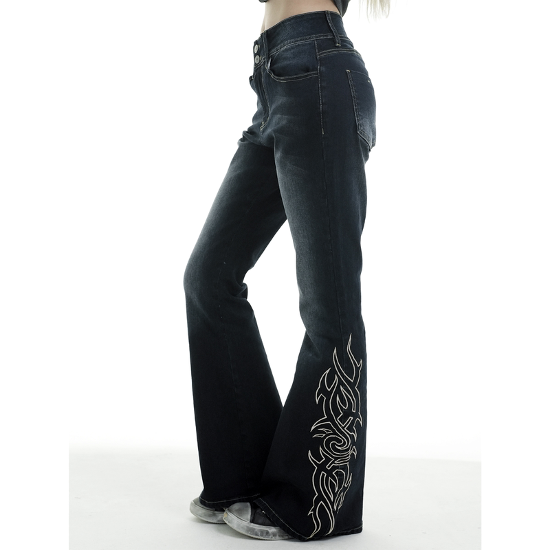 Gods Plan* God's Plan Original Millennium Style Deep Sea Vintage Ice Blue Totem Slim Fit Jeans for Women