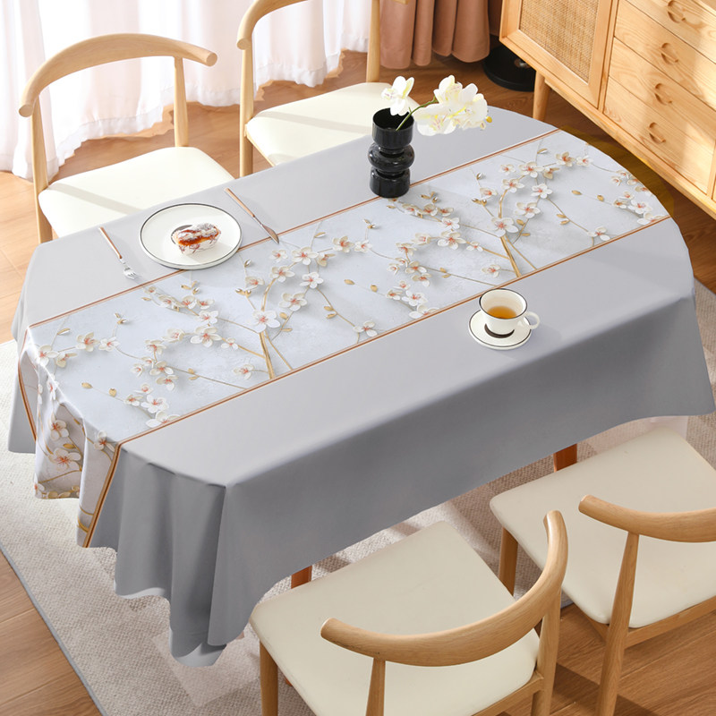 Table cloth free of washing and anti-oil and anti-scalding table cloth Living room Home oval tea table Dining Cloth Light Lavish Luxury-Taobao