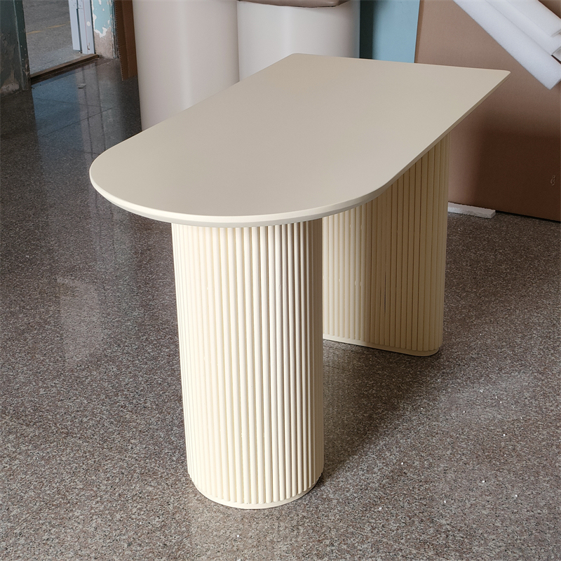 Nordic Cream-Style Solid Wood Dining Table, Modern Household Small Apartment Semi-Circular Wall-Mounted Island Table, Trendy Integrated Long Table