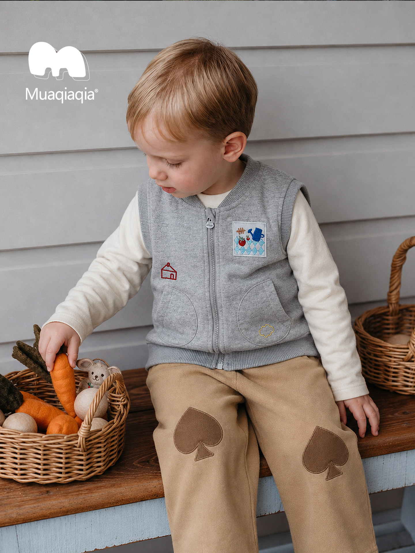 Muaqiaqia Boys and Girls Spring and Autumn Vest 2026 Nordic Style Small Children's Outerwear Children's Clothing Baby Vest