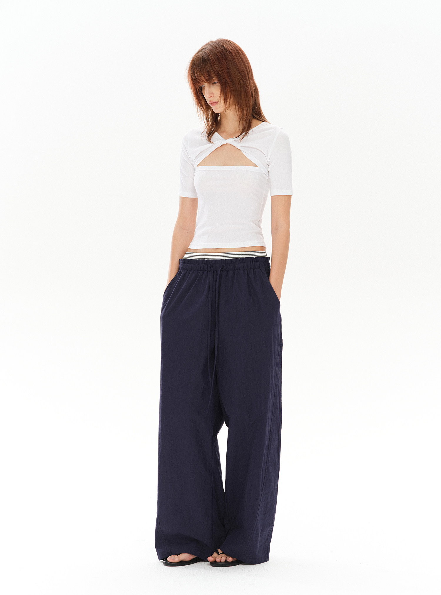 COSTUSTOOT Tencel Reversible Twist Back Cropped Tee