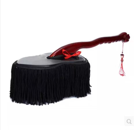 Large Gourd Mop Car Wax Brush Car Multifunctional Dust Duster Oil Wax Mop Pure Cotton Line Solid Wood Handle Soft Hair