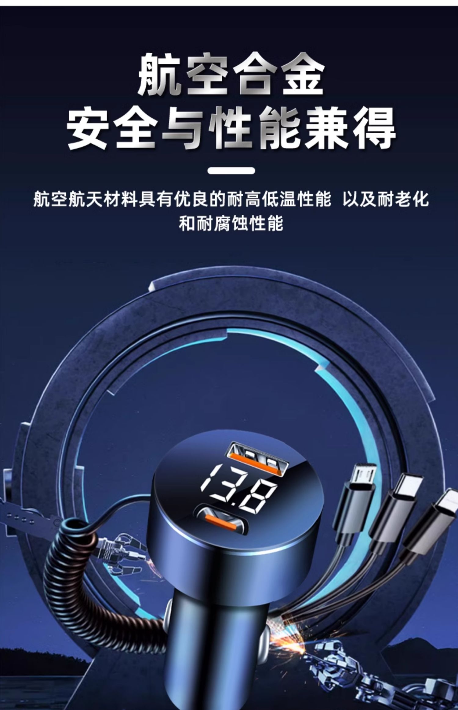 Car Charger Super Fast Charging One-To-Three Cigarette Lighter Adapter Car Charger USB Expansion Port