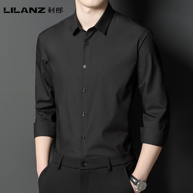 Lilang Men's Silk Long-Sleeve Shirt Autumn Fashion Business Casual Non-Iron Trendy Ice Silk Shirt