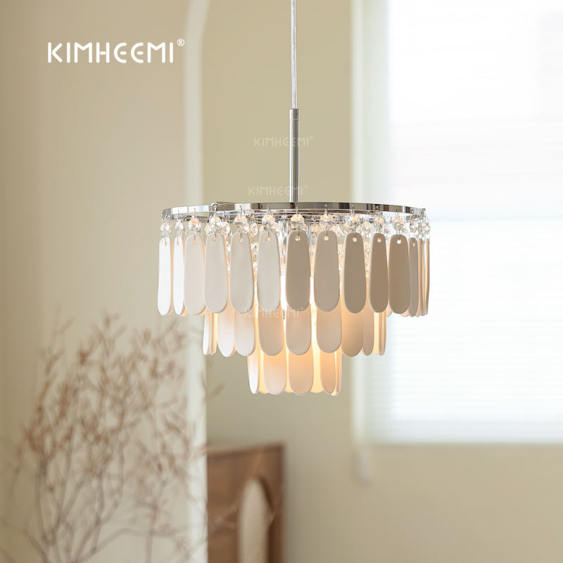 Bauhaus French Light Luxury Milk-Glass Bone China Ceramic Hallway Bedroom Chandelier Vintage Romantic Restaurant Coffee Shop Chandelier
