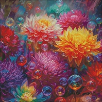 Original cross-stitch embroidery picture high CT self-matching drawing PDF format saga colorful dahlia chrysanthemum