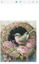 Original cross-stitch embroidery picture high CT self-matching drawing PDF format bird magpie in wreath xsd format