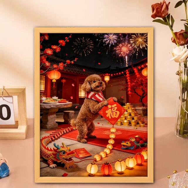 Cute Dog Wishing You Good Fortune in the New Year Pet Puzzle DIY Educational Toy Birthday Gift 300/500/1000 Pieces