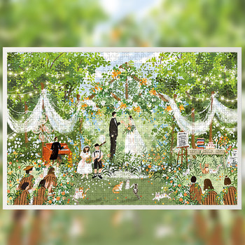 Zhu Encourage Healing Puzzle Adult 1000 Pieces 500 Pieces Wooden Puzzle Wedding Time Flower Shop Gift