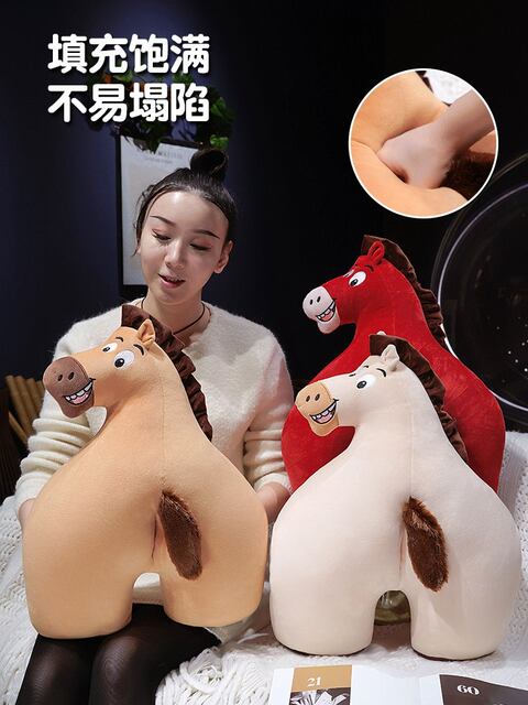 Year of the Horse Mascot Plush Toy, Hand-Warming Pillow, Stuffed Animal, Zodiac Horse Plush Toy Gift