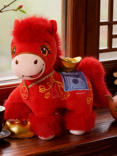 2026 Year of the Horse Mascot Zodiac Plush Toy, Good Luck and Wealth Plush Doll, Company Annual Meeting Gift
