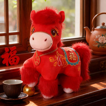 2026 Year of the Horse Mascot Zodiac Plush Toy, Good Luck and Wealth Plush Doll, Company Annual Meeting Gift