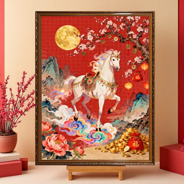 Fuma Spring Festival 1000-Piece Puzzle New Year Home Decoration Painting High-End Adult Version Children's Toy for 10-Year-Olds