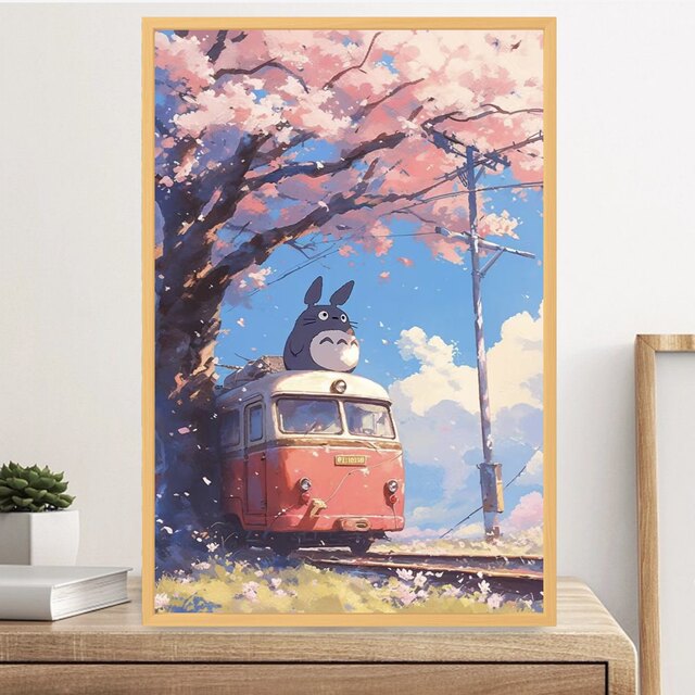 My Neighbor Totoro wooden puzzle under the cherry blossom tree Hayao Miyazaki 1000 pieces 500 pieces 300 children's educational toys birthday gift