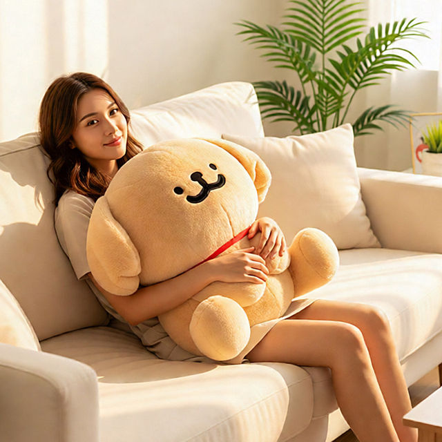 Sitting Posture Line Drawing Puppy Plush Toy Pillow Dog Figurine Soft and Cute Birthday Gift for Men and Women