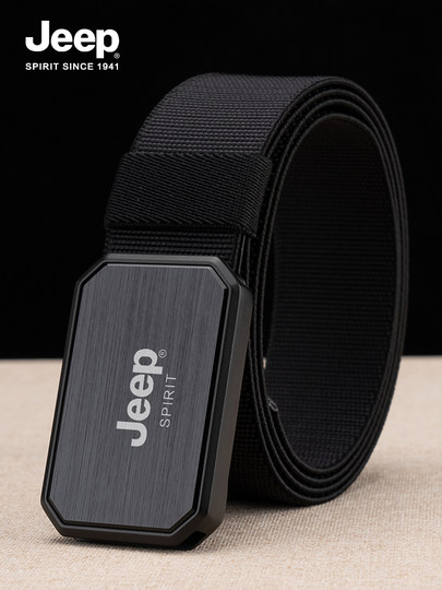 Jeep Men's Belt Micro-Elastic Casual Business Fashion Workwear Style Men's Canvas Nylon Belt