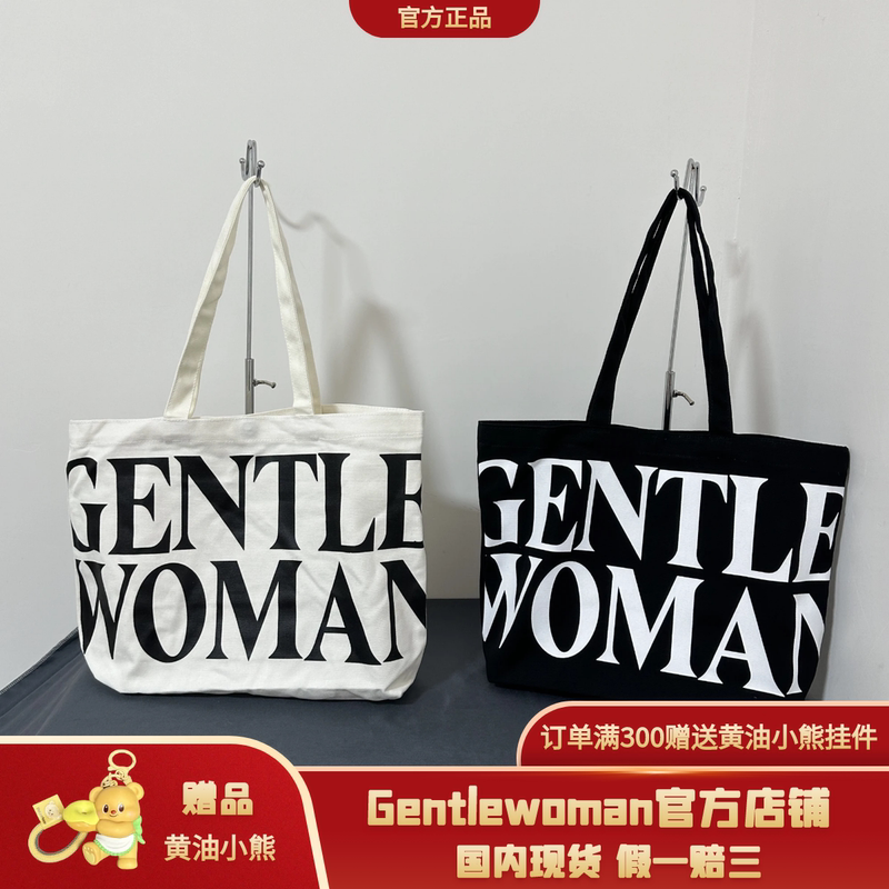 [Official Genuine Product] Thailand Gentlewoman Letter Canvas Tote Shopping Bag Single Shoulder Commuter Tote Bag