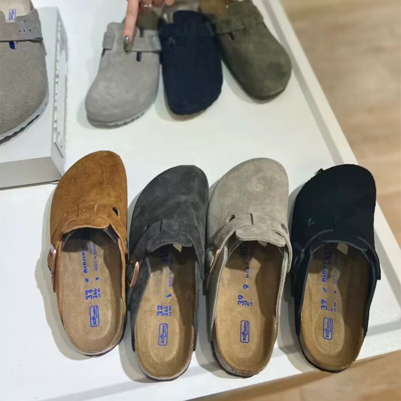 BK Slippers Women's Baotou Fishing Burken Shoes Burken Half Slippers Genuine Leather Cork Japanese Thick Sole Half Slippers Unisex