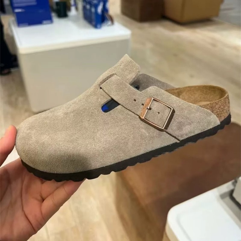 BK Slippers Women's Baotou Fishing Burken Shoes Burken Half Slippers Genuine Leather Cork Japanese Thick Sole Half Slippers Unisex