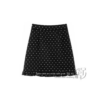 孑屿JIEYU 波点半身裙女秋冬高腰木耳花边a字裙子