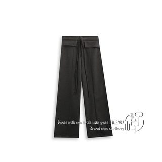 Jieyu loose 2025 autumn and winter slim and versatile lace-up casual wide-leg pants