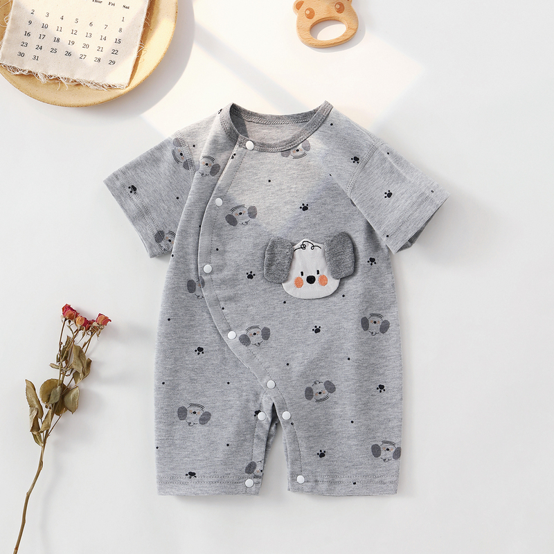 Infant Summer Short-Sleeved Jumpsuit Cartoon Gray Baby Thin Clothing Newborn Summer Romper Air-Conditioned Clothing Infant Summer Short-Sleeved Jumpsuit Cartoon Gray Baby Thin Clothing Newborn Summer Romper Air-Conditioned Clothing