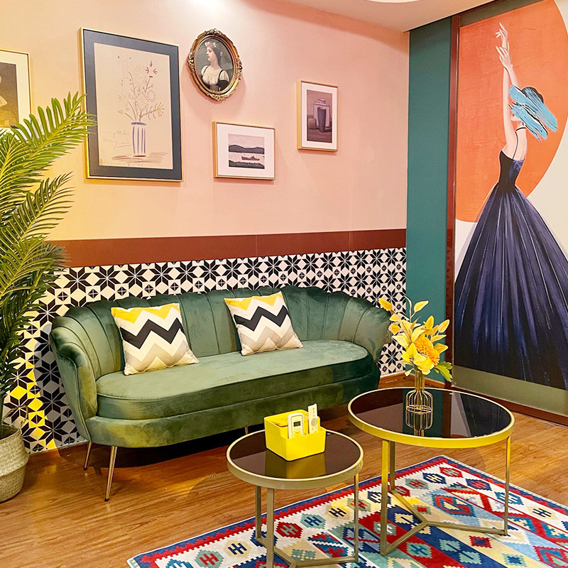 Net Red Light Luxurious Cloth Sofa Small Family modern minimalist Living room Nordic Bart Double Sofa Clothing Shop