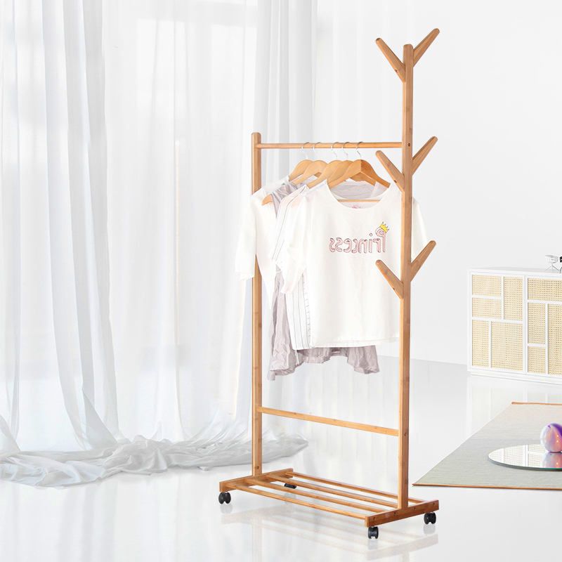 Home Multifunction Solid Wood Floor Bedroom Set Clothing Hat Rack Clothes Containing Hanging Hanger Sub Easy Modern Brief