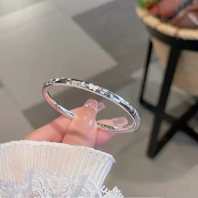 Broken Ice Butterfly Silver Bracelet for Women, 999 Pure Silver, Solid Sparkling Closed Circle Pure Silver Bangle, Gift for Girlfriend Broken Ice Butterfly Silver Bracelet for Women, 999 Pure Silver, Solid Sparkling Closed Circle Pure Silver Bangle, Gift for Girlfriend