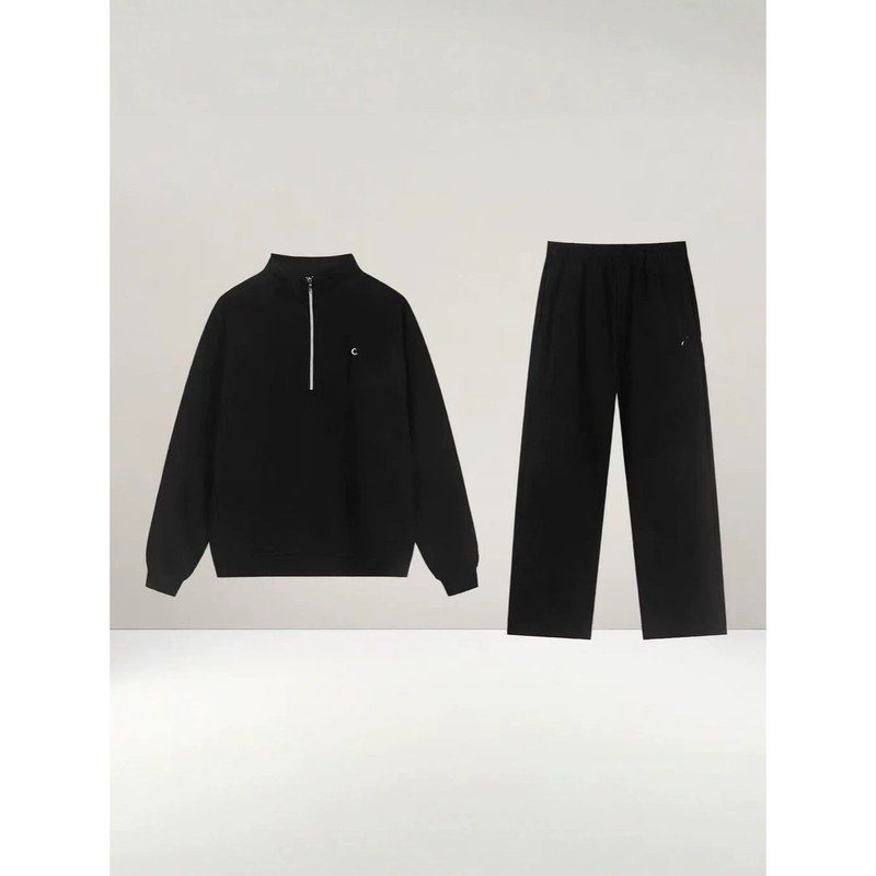 A Brand Cross-Border Zq Version Reflective Solid Color Letter Autumn and Winter Sports Hooded Sweatshirt Loose Men's Sweatshirt Set