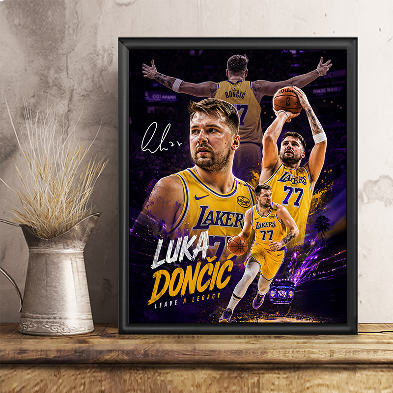 Doncic Signed Poster Frame Decoration Basketball Star Decorative Wall Art Birthday Gift Souvenir Merchandise Figure