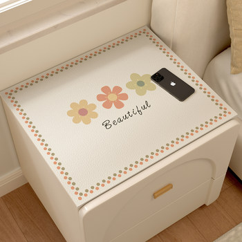 Bedroom bedside table protective pad waterproof oil-proof anti-scalding leather small table pad light luxury high-end bedside table cover cloth Bedroom bedside table protective pad waterproof oil-proof anti-scalding leather small table pad light luxury high-end bedside table cover cloth