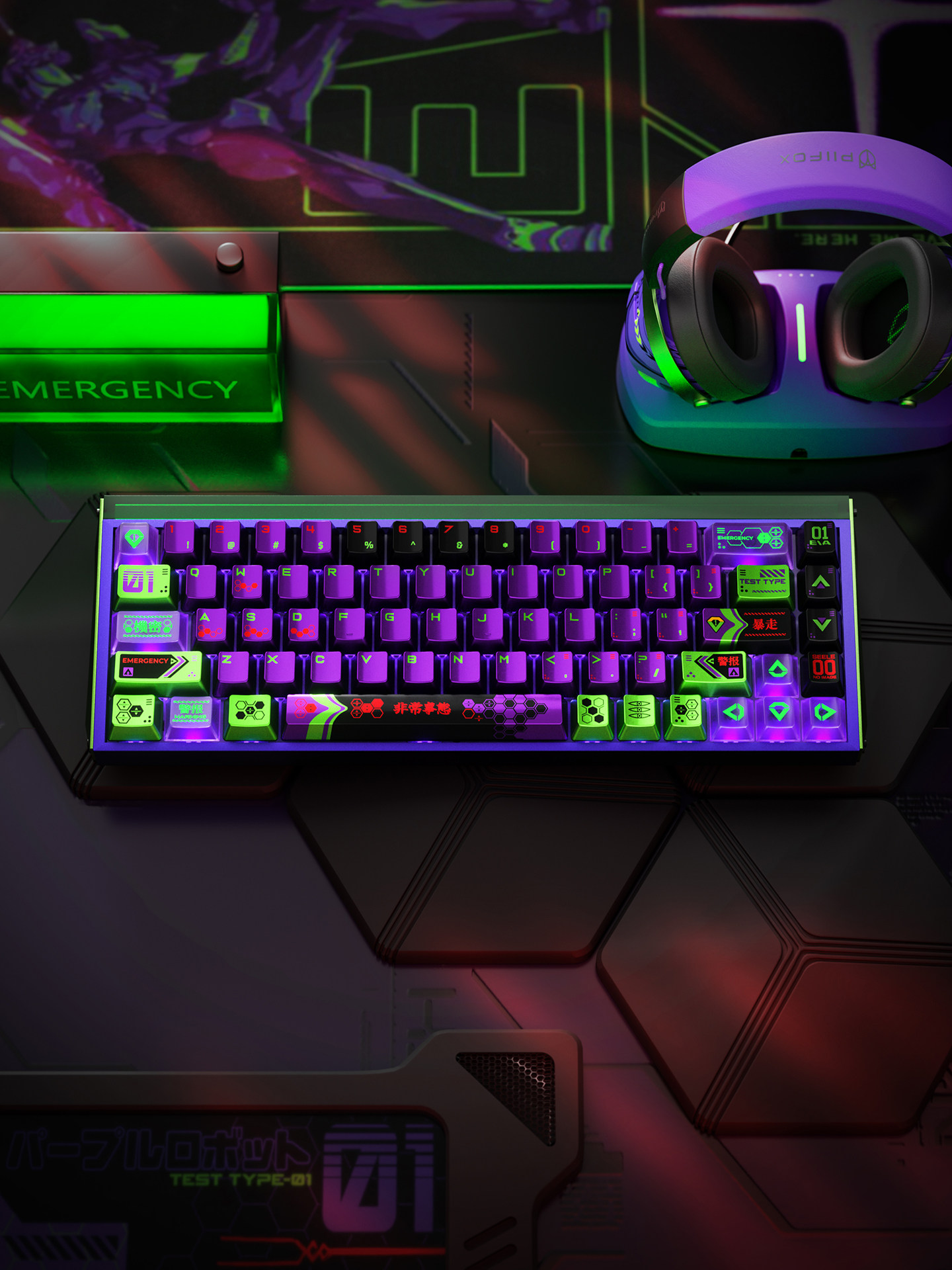 PIIFOX Unit-01 keycap set transparency lighting