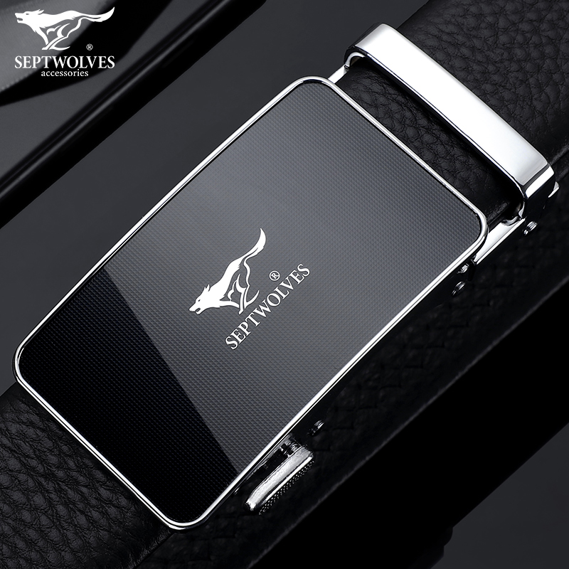 Seven Wolves Strap Male Tide 2021 New Business Positive Dress Headlayer Cow Leather Automatic Buckle Men's Belt Genuine Leather