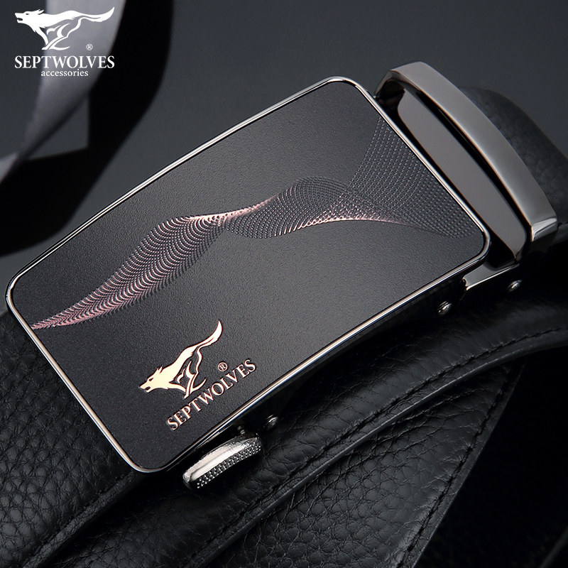 Septwolves belt men's tide 2022 new young people automatic buckle genuine leather pure cowhide high-quality men's belt soil