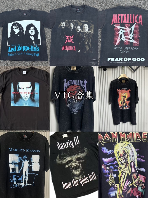 Vtg Collection Rock Band Fog High Street Layered Manson Red Eye Jenny Four-Face Portrait 230g Pure Cotton T-Shirt