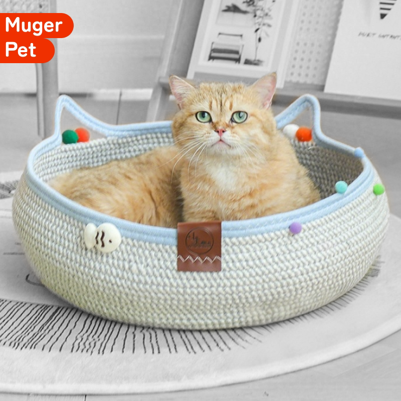 猫窝四季通用藤编猫窝编织猫咪睡窝夏季夏天小猫半封闭安全感窝