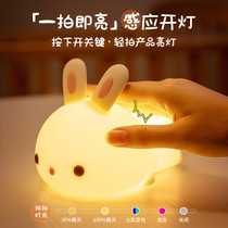 Rabbit silicone night light bedroom bedside sleeping baby feeding eye-care childrens room pat with sleeping table lamp