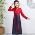 Trang phục trẻ em, Hanfu, đồng phục học sinh truyền thống của nữ sinh Trung Quốc, trang phục biểu diễn nam đệ tử cổ điển ba nhân vật, váy, trang phục biểu diễn phong cách Trung Quốc 