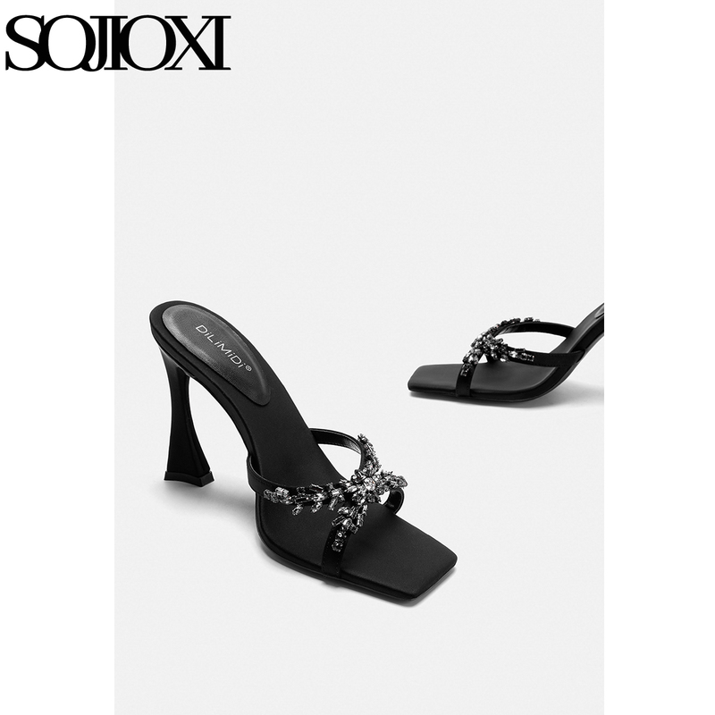 Sojioxi Black Sandals for Women, Summer Outdoor Wear, 2026 New Style, Rhinestone Sexy High Heels for Women, Popular with Men Sojioxi Black Sandals for Women, Summer Outdoor Wear, 2026 New Style, Rhinestone Sexy High Heels for Women, Popular with Men