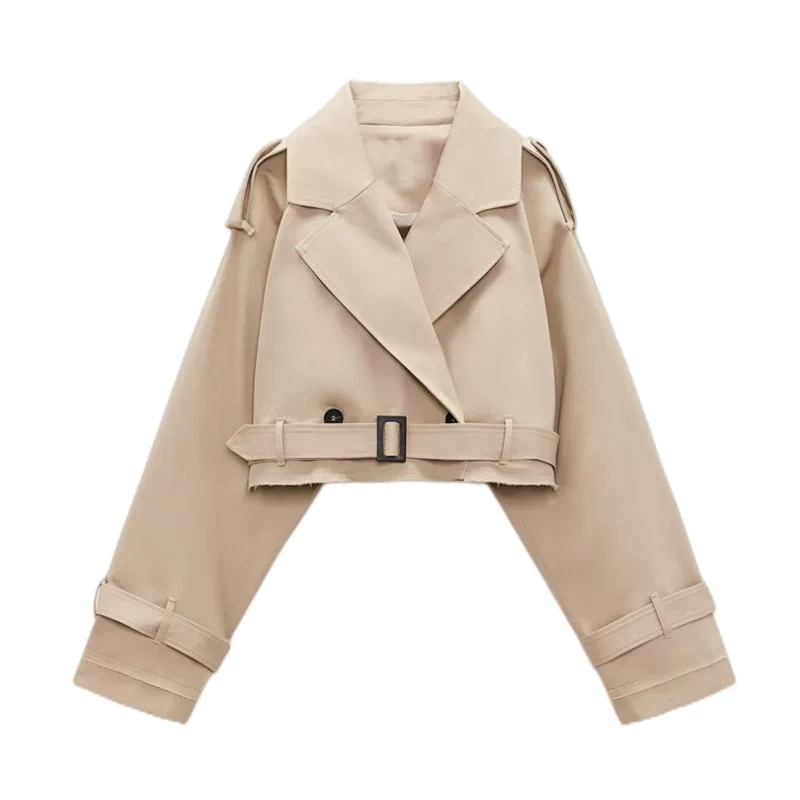 Ремень ZARA KISS, длинный рукав, короткий тренч, куртка, городской стиль