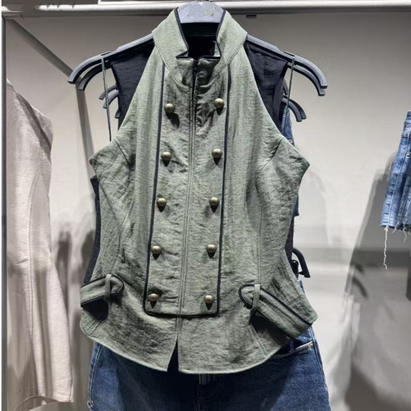 2026 Summer New Women's Fashion Hot Girl Style Sleeveless Color-Block Trim Backless Halter Neck Tank Top 3052741 2026 Summer New Women's Fashion Hot Girl Style Sleeveless Color-Block Trim Backless Halter Neck Tank Top 3052741
