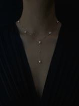 Luna·Akoya Seawater Pearl 18K Gold Gypsophila Necklace with Inspection Certificate