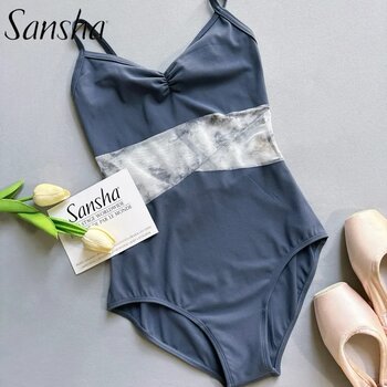Sansha Sansha Dance Leotard for Women Ballet Practice Leotard with Mesh Waist Patchwork High Elasticity